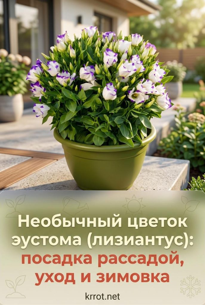 Цветок эустома в горшке