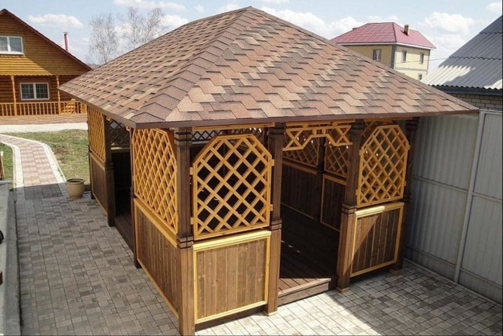 Беседка с 4-скатной крышей
