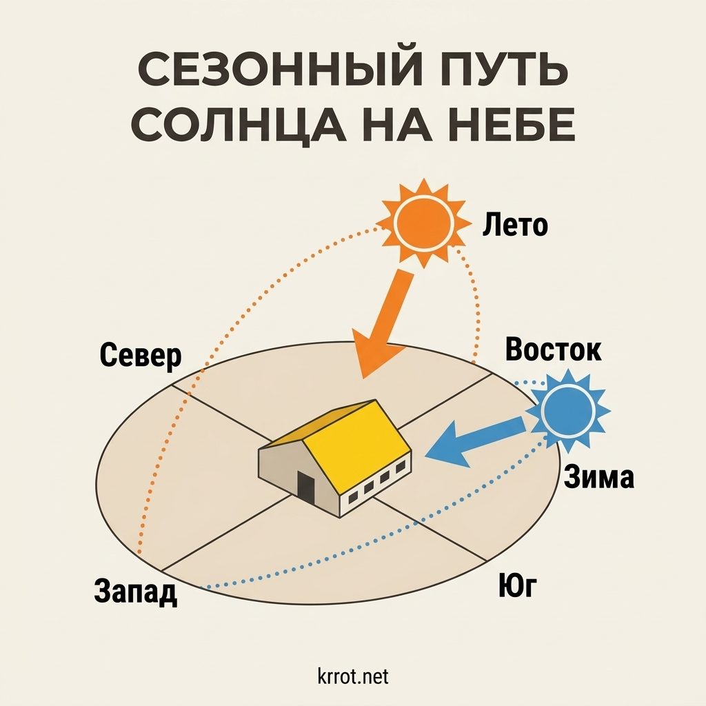 Схема движения солнца по времени года