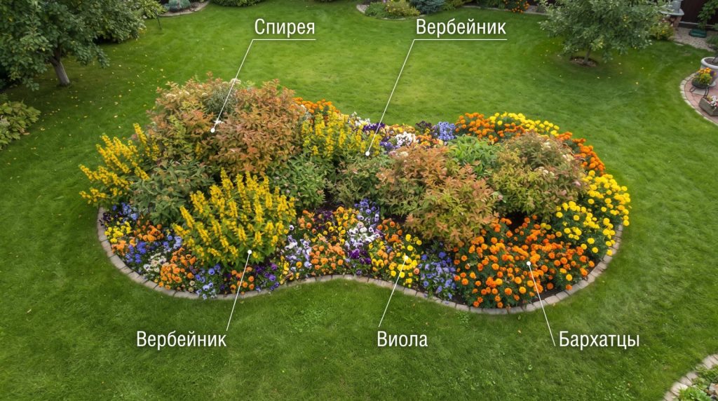 Осенняя клумба непрерывного цветения