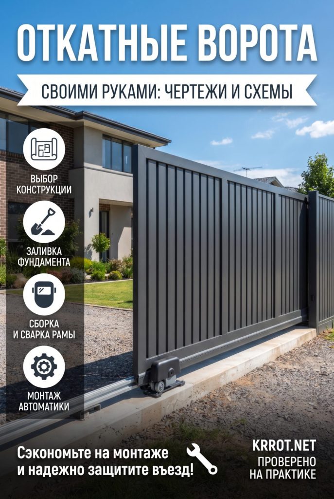 Откатные ворота с чертежами и схемами