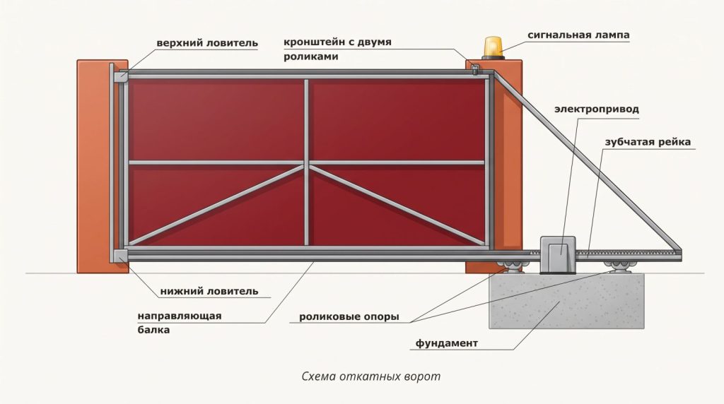 Схема откатных ворот