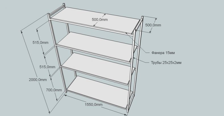 Стандартные размеры полок для гаража