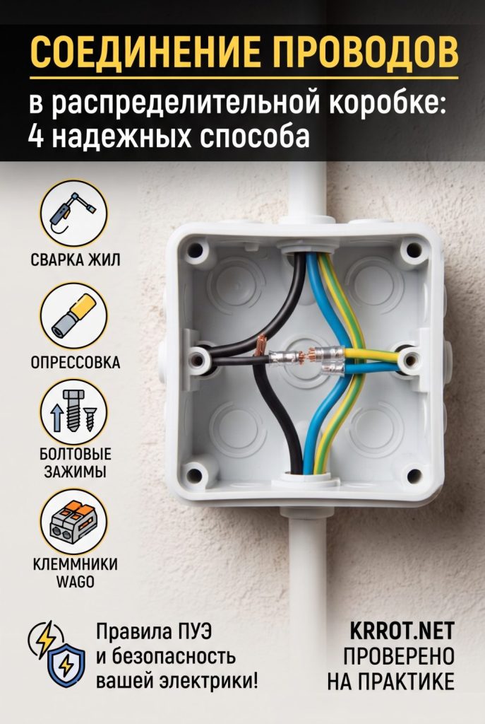 Соединение проводов в распределительной коробке