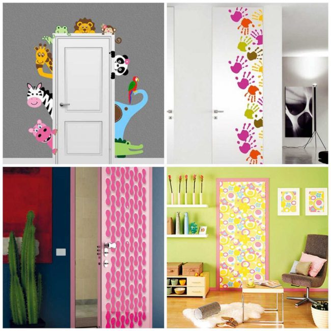 Креативные варианты отделки дверного полотна создают настроение во всей комнате