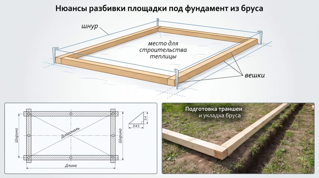 Закладка фундамента из бруса