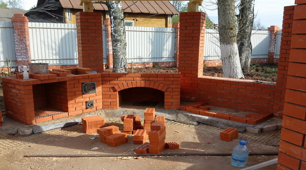 Дровница и разделочный стол