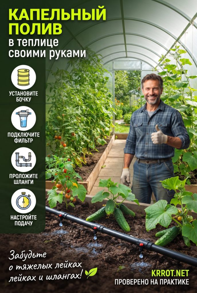 Как сделать капельный полив в теплице своими руками