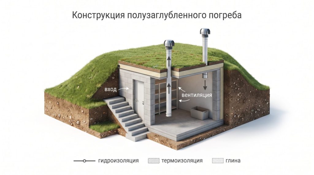 Конструкция ролузаглубленногопогреба