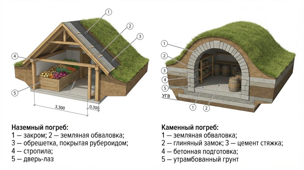 Погреба с обваловкой