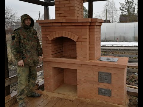 Мангалы из кирпича с печкой для казана своими руками фото