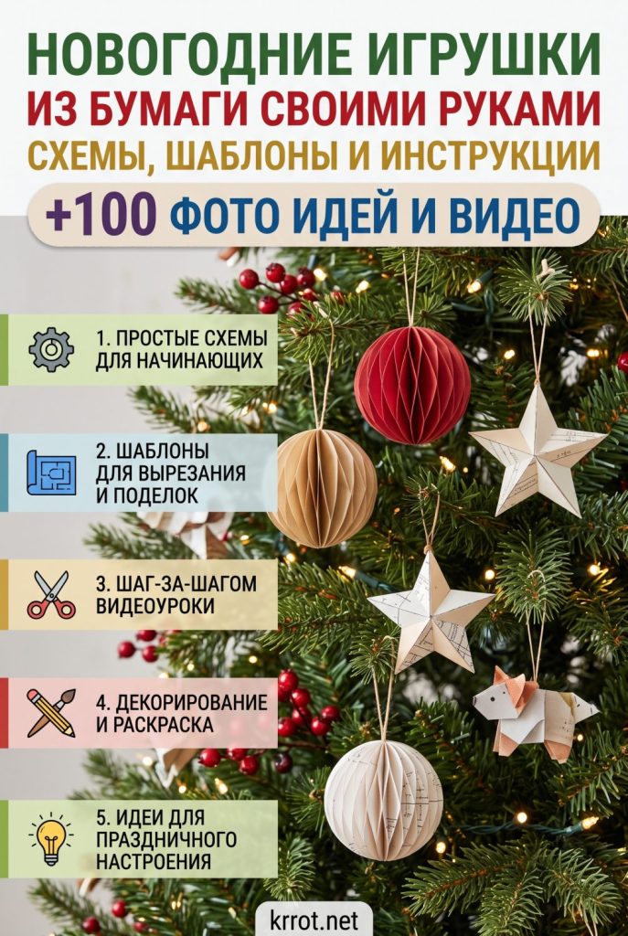 Новогодние игрушки своими руками из бумаги