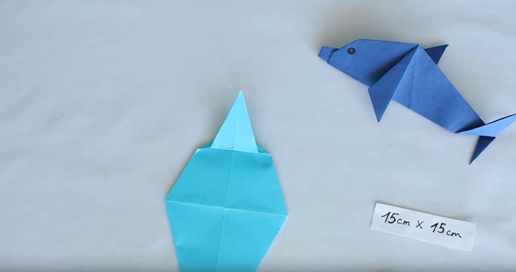 загибаем вверх наш большой треугольник