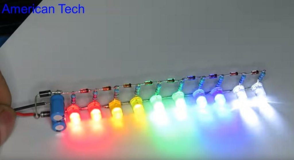 При максимальной громкости светиться будут все светодиоды