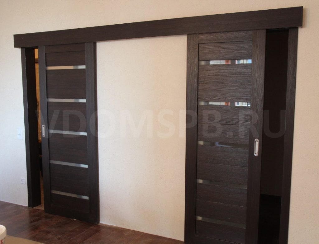 Рис2 Раздвижные двери с покрытием из экошпона в цвете венге