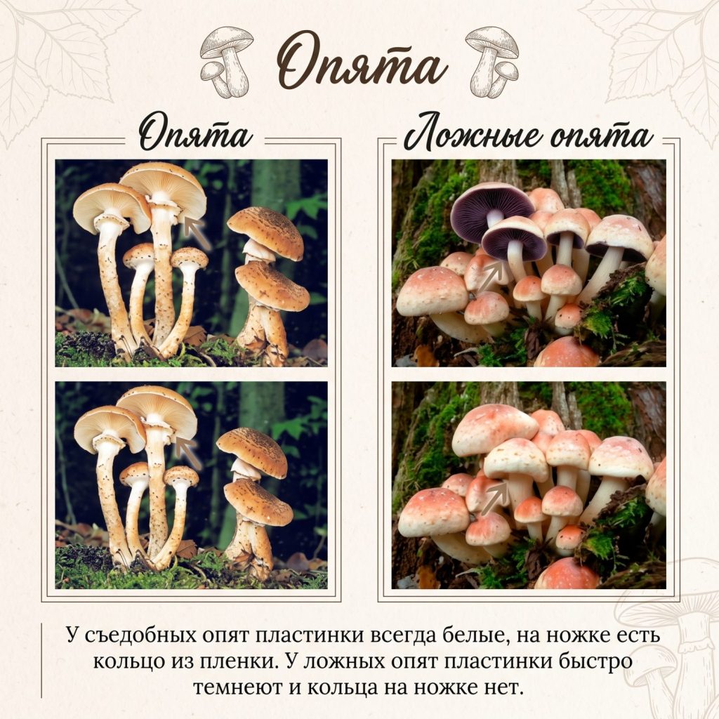 Ложные и съедобные опята