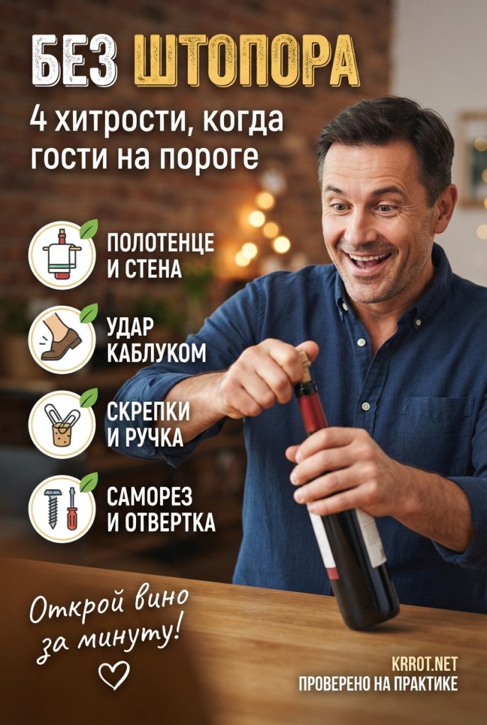 Открываем бутылку вина или шампанского без штопора