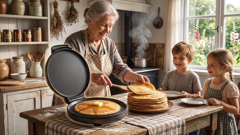 Дети с бабушкой на кухне