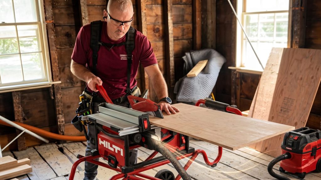 Аккумуляторная пила Hilti SCT 60 с диском 250 мм режет брус за один проход