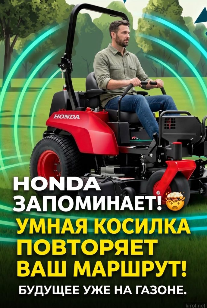 Косилка от Honda запоминает маршрут кошения с оператором, а потом повторяет его сама