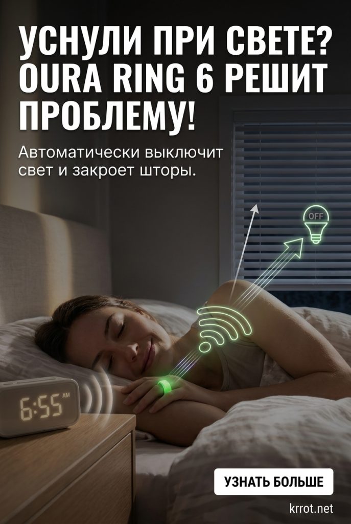 Уснули при свете — кольцо Oura Ring 6 автоматически выключит освещение и закроет шторы
