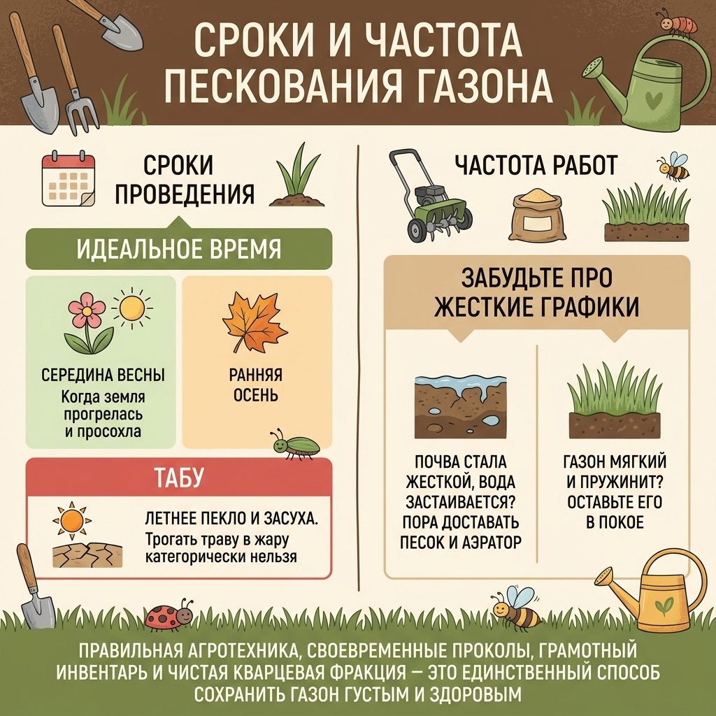 Пескование газона: зачем траве песок и как вернуть лужайке густоту