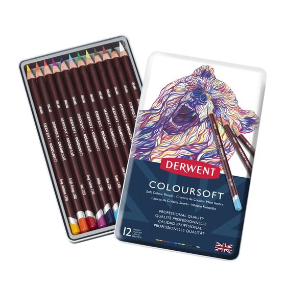 Цветные карандаши Derwent Coloursoft 12 цветов
