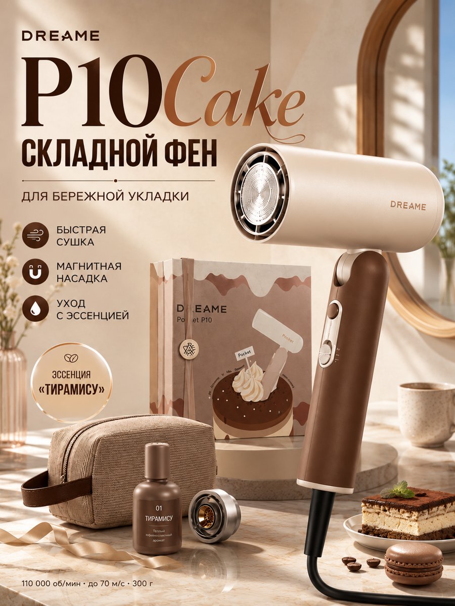 Складной фен Dreame Pocket P10 Cake