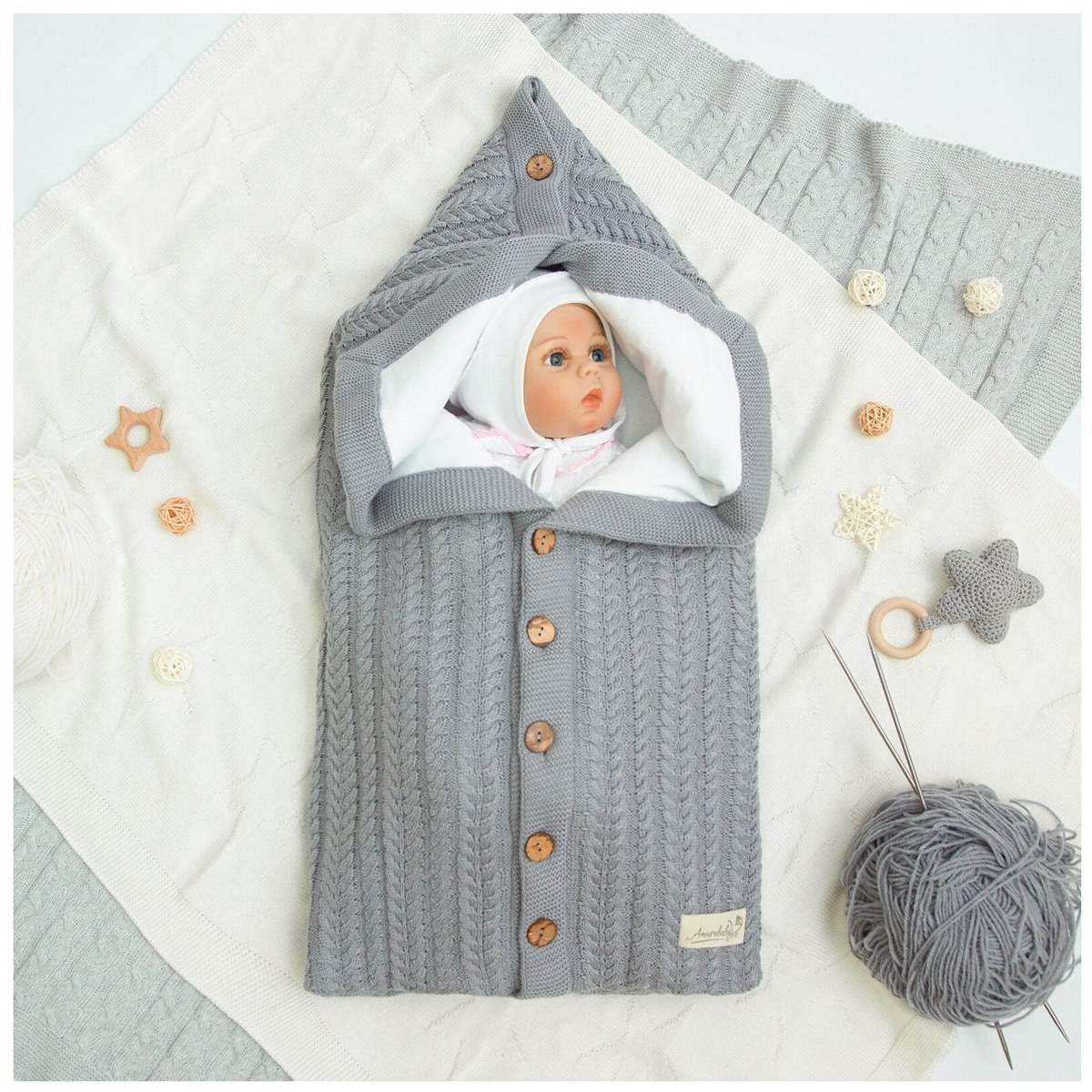 Вязаный конверт AmaroBaby Pure Love Snap