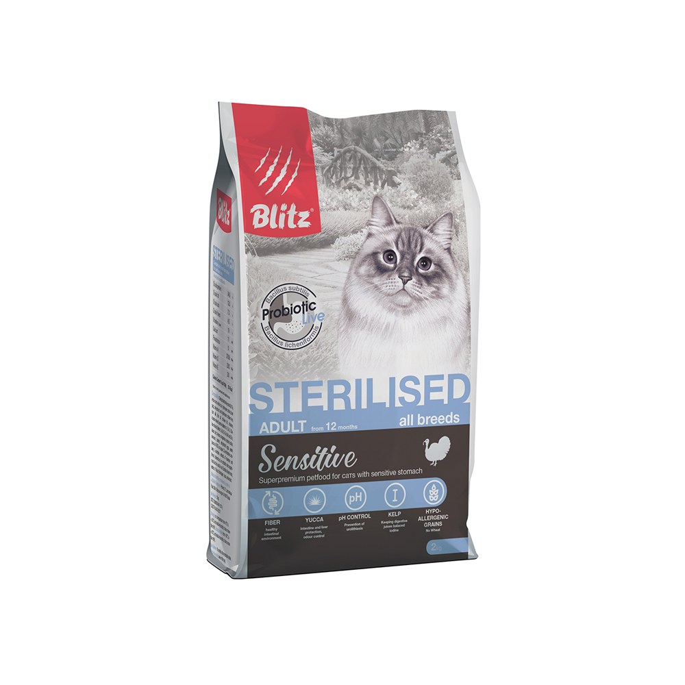 Сухой корм Blitz Sensitive Sterilised с индейкой