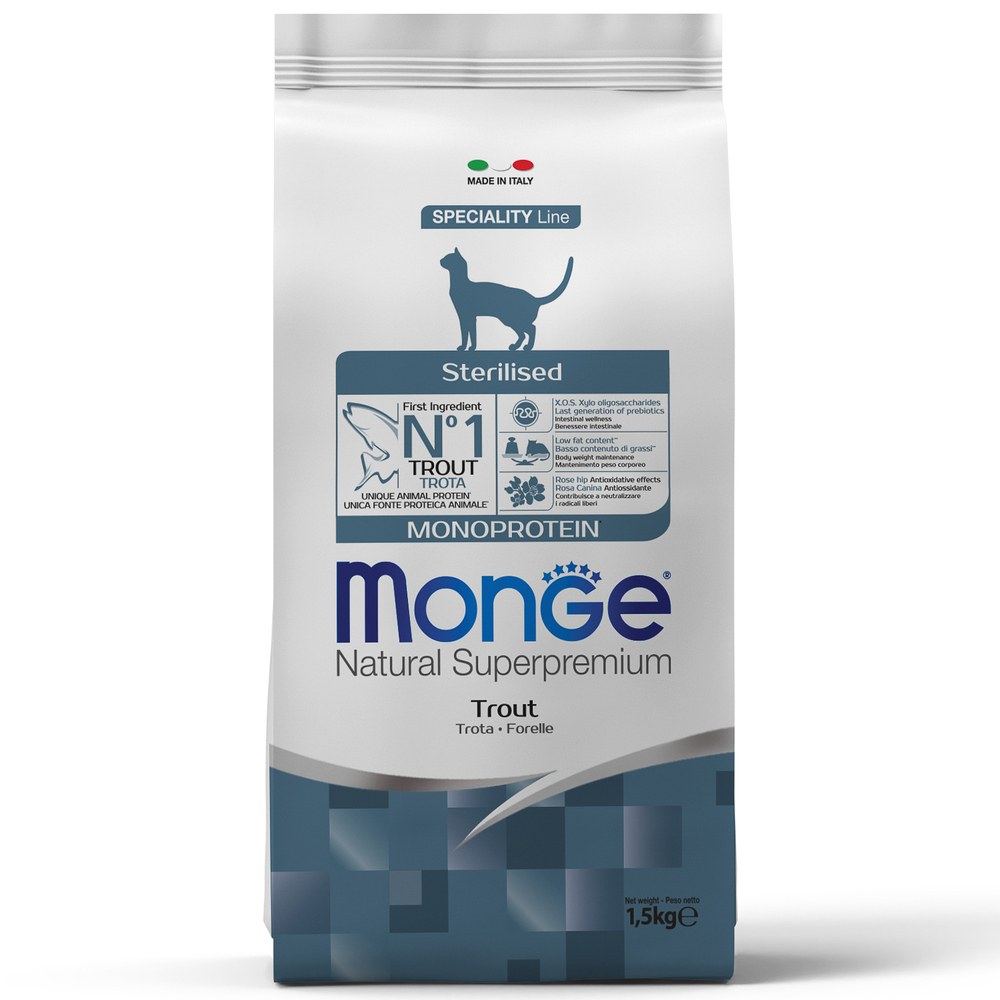 Сухой корм Monge Cat Monoprotein Sterilised с форелью