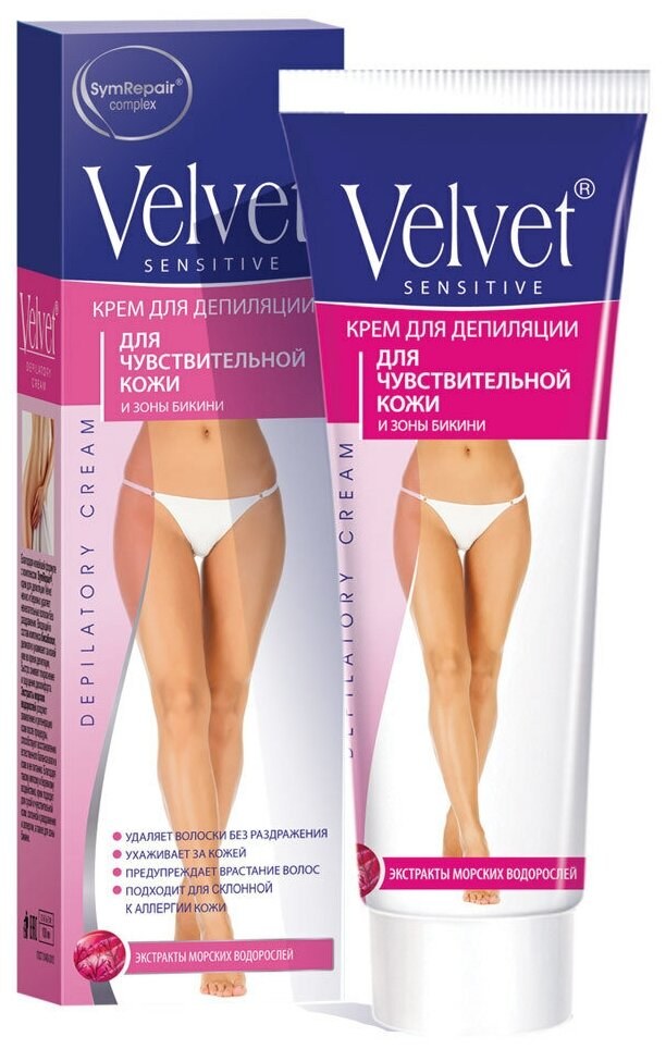 Крем для депиляции Velvet для чувствительной кожи и зоны бикини