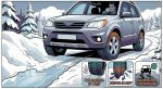 Фрикционные зимние шины на заснеженной дороге