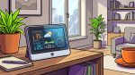 Метеостанция на столе у окна показывает температуру дома и на улице