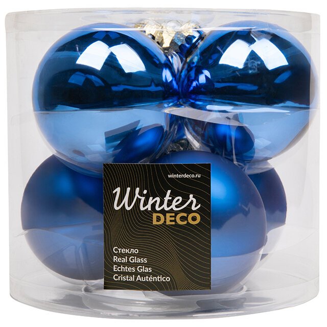 Набор стеклянных шаров Winter Deco 2000272 синий королевский микс