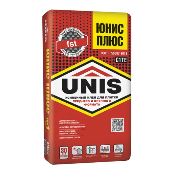 Плиточный клей Unis Плюс