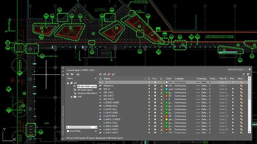 AutoCAD, чертёж участка со слоями