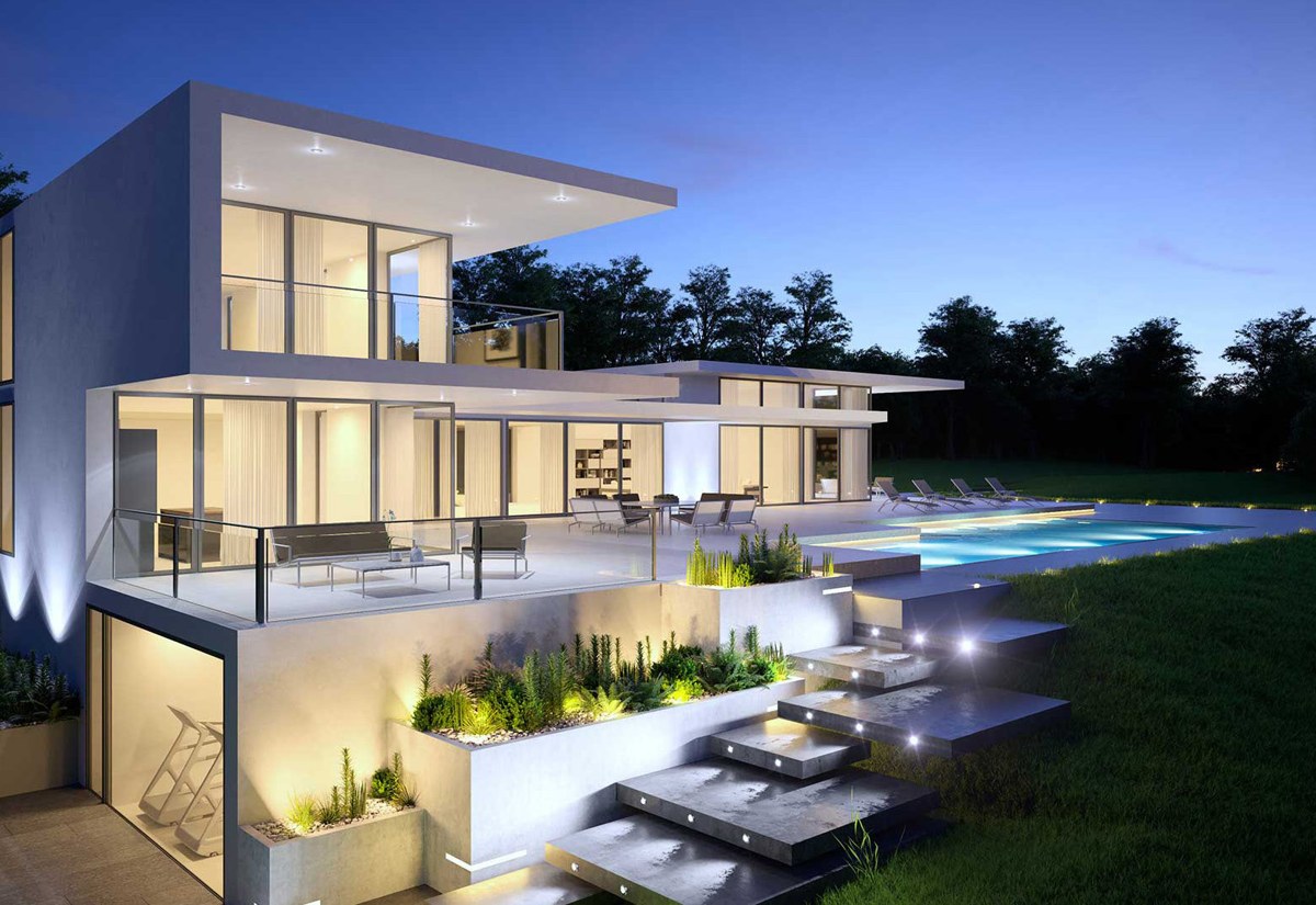 Autodesk 3ds Max, визуализация дома с бассейном