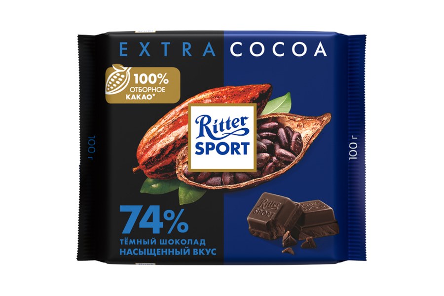 Шоколад Ritter Sport Extra Cocoa из Перу 74%
