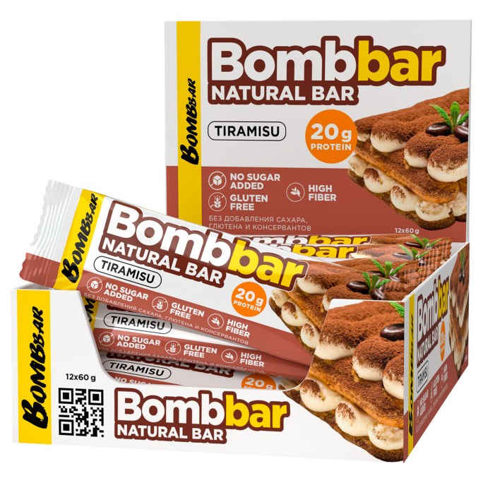 Протеиновые батончики Bombbar Тирамису 60 г