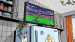 Телевизор 40 дюймов на холодильнике на кухне