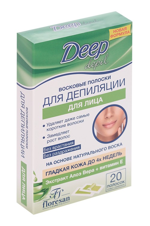 Восковые полоски Floresan Deep Depil для лица с алоэ вера