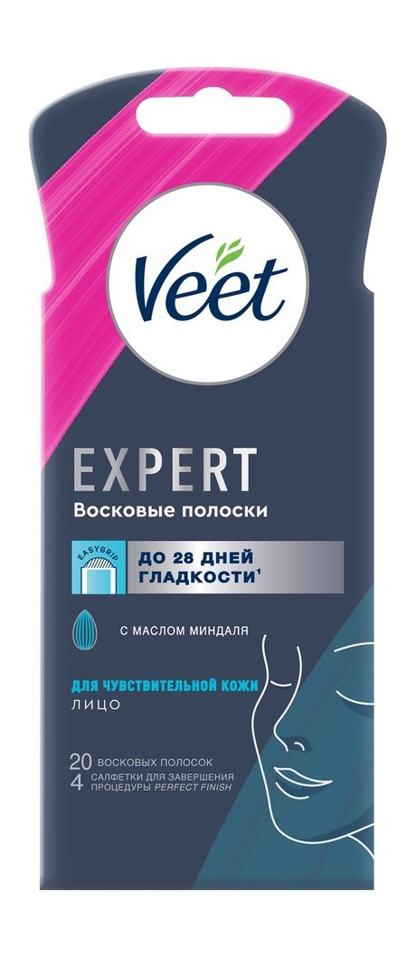 Восковые полоски Veet Expert для чувствительной кожи лица